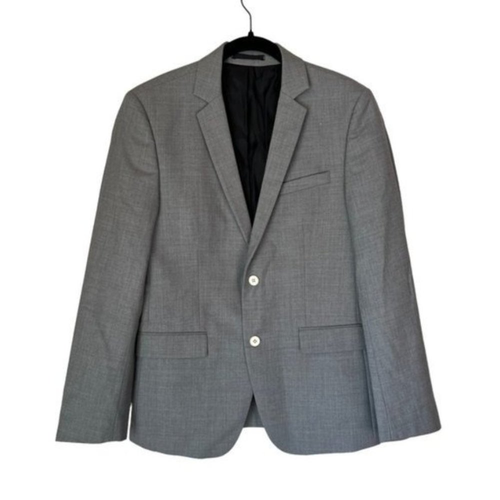 Bruuns Bazaar Copenhagen Wool 2 Button Blazer Suit Jacket in Gray Size 38